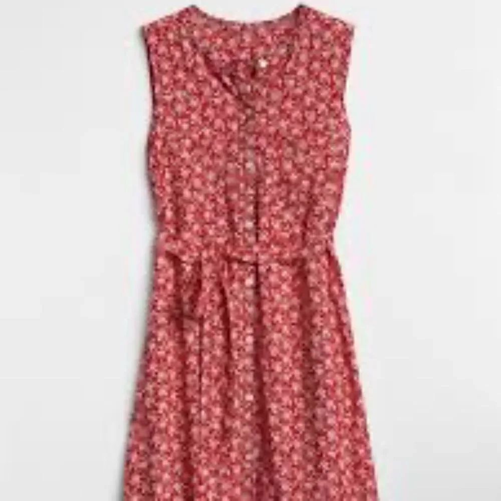 Sleeveless Tie-Belt Shirtdress - GAP - Size Small - Red Floral Dress